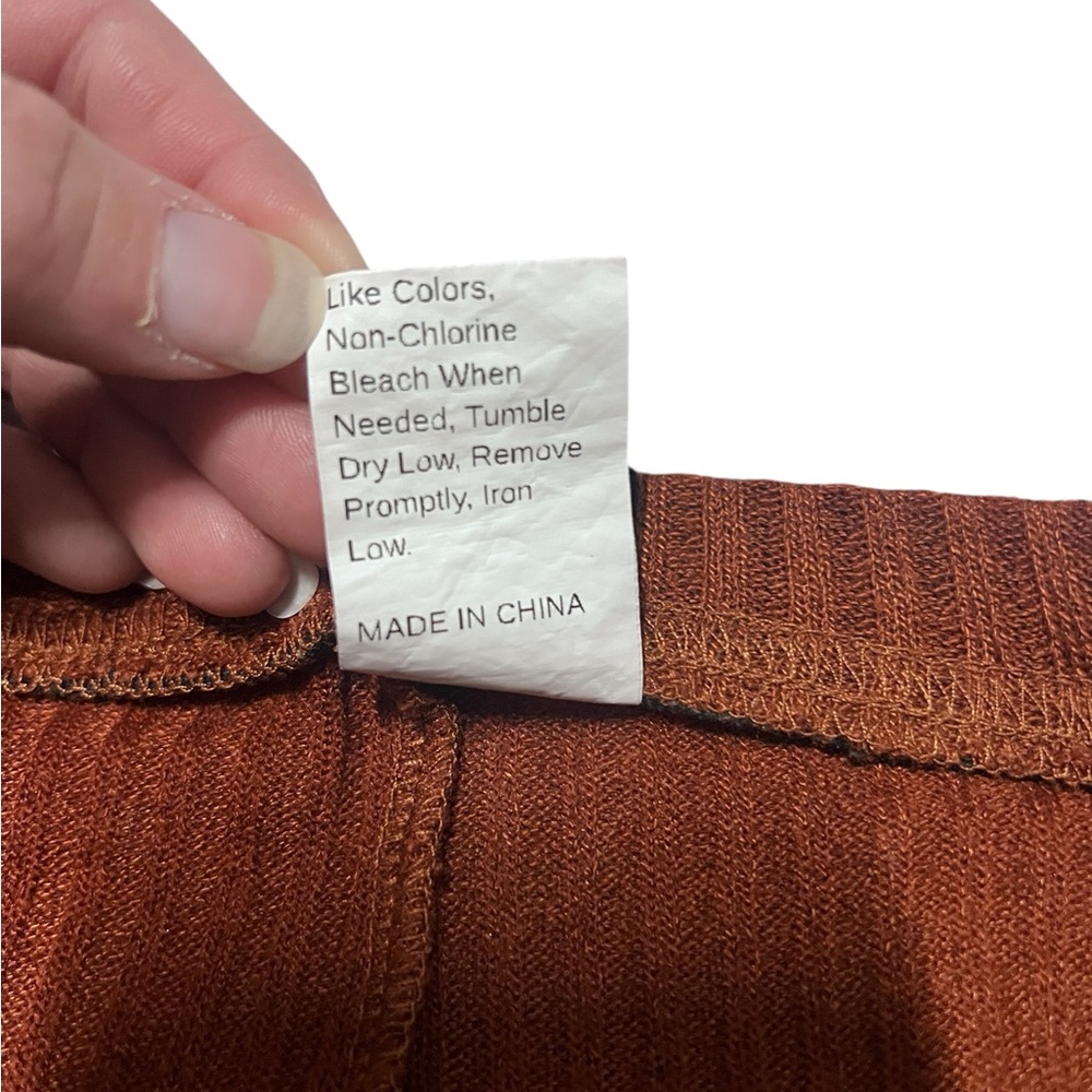 Shein Curve Burnt Orange Straight/Slim Knit Lounge Pants - Picture 3 of 4